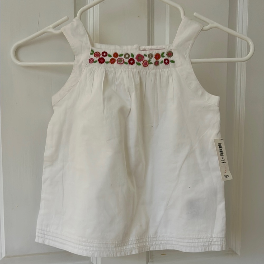 Old Navy White Sleeveless Top with Floral Embroidery